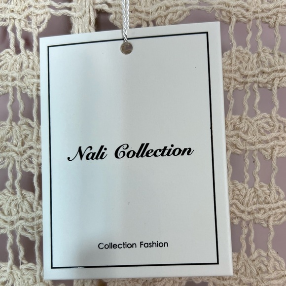 Nali Collection white Cotton Crochet Fringe Sleeveless Cardigan - Picture 6 of 9